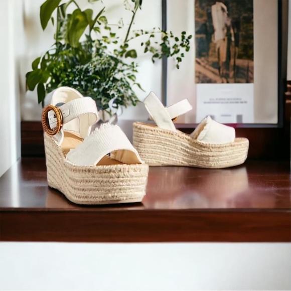 Soludos Shoes - SOLUDOS X Anthropologie ivory linen & leather platform espadrilles 7.5